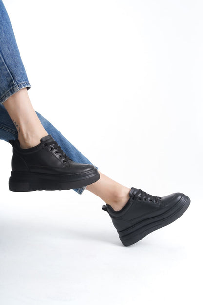 Alexis Premium Hidden Heel Black Women's Sneakers