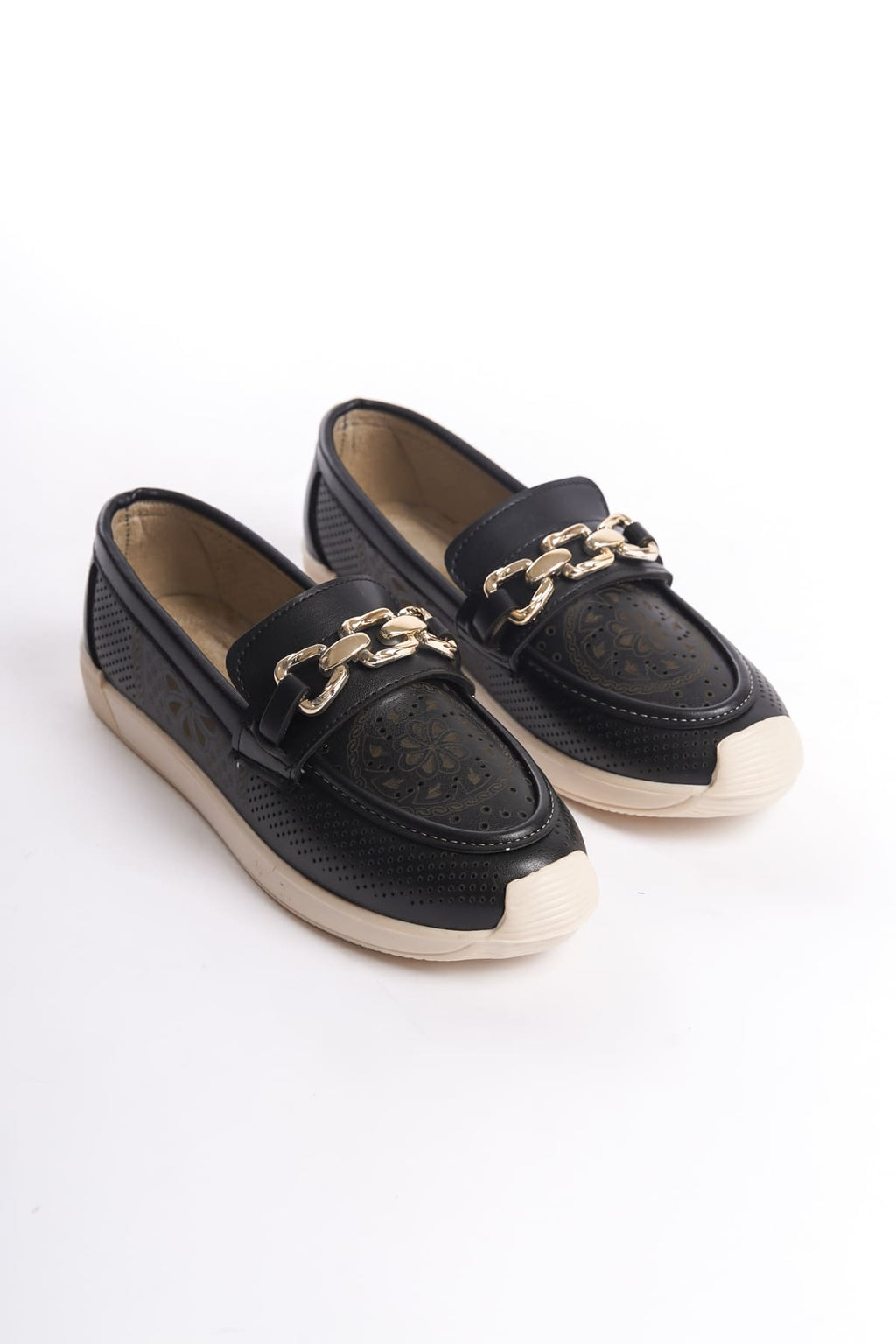 LAYLA Laceless Floral Patterned Women's Orthopedic Ballerina Black