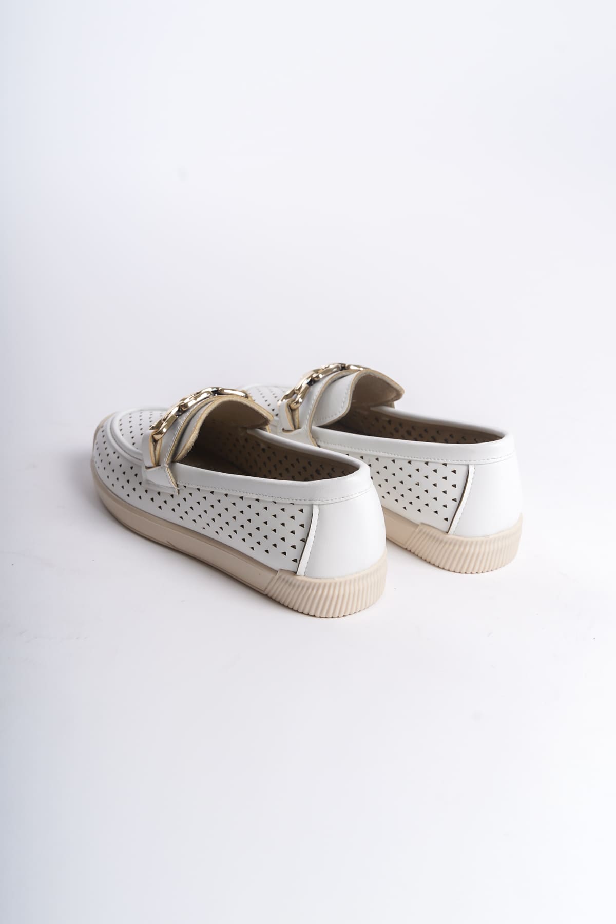 LAYLA Laceless Heart Patterned Women's Orthopedic Ballerina White