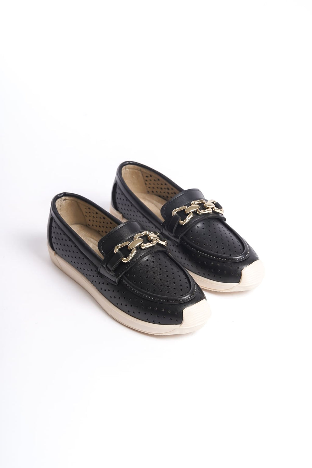 LAYLA Laceless Heart Patterned Women's Orthopedic Ballerina Black