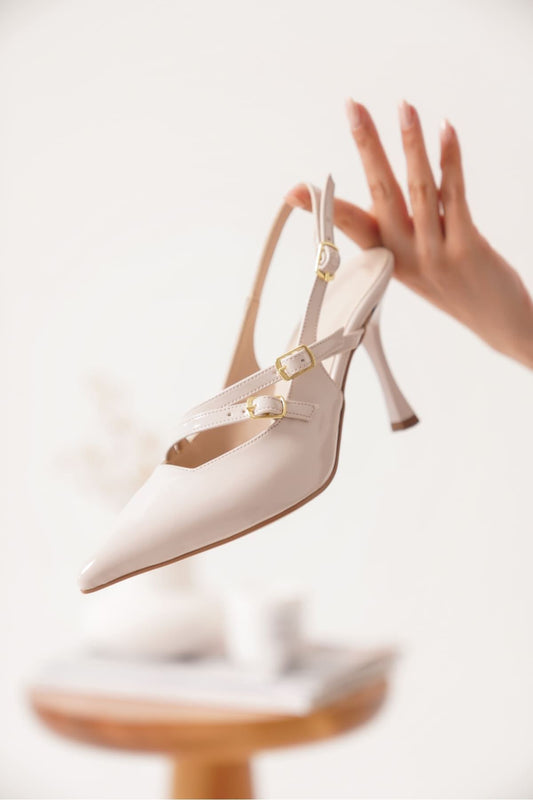 Lenora Premium Women's Beige Patent Leather High Heels