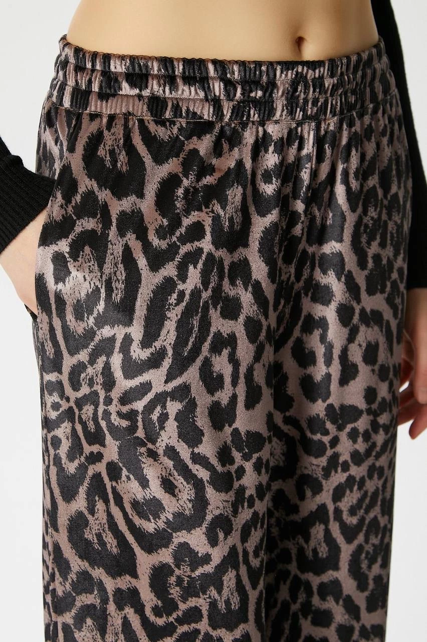 Leopar Desen Pantolon Bej