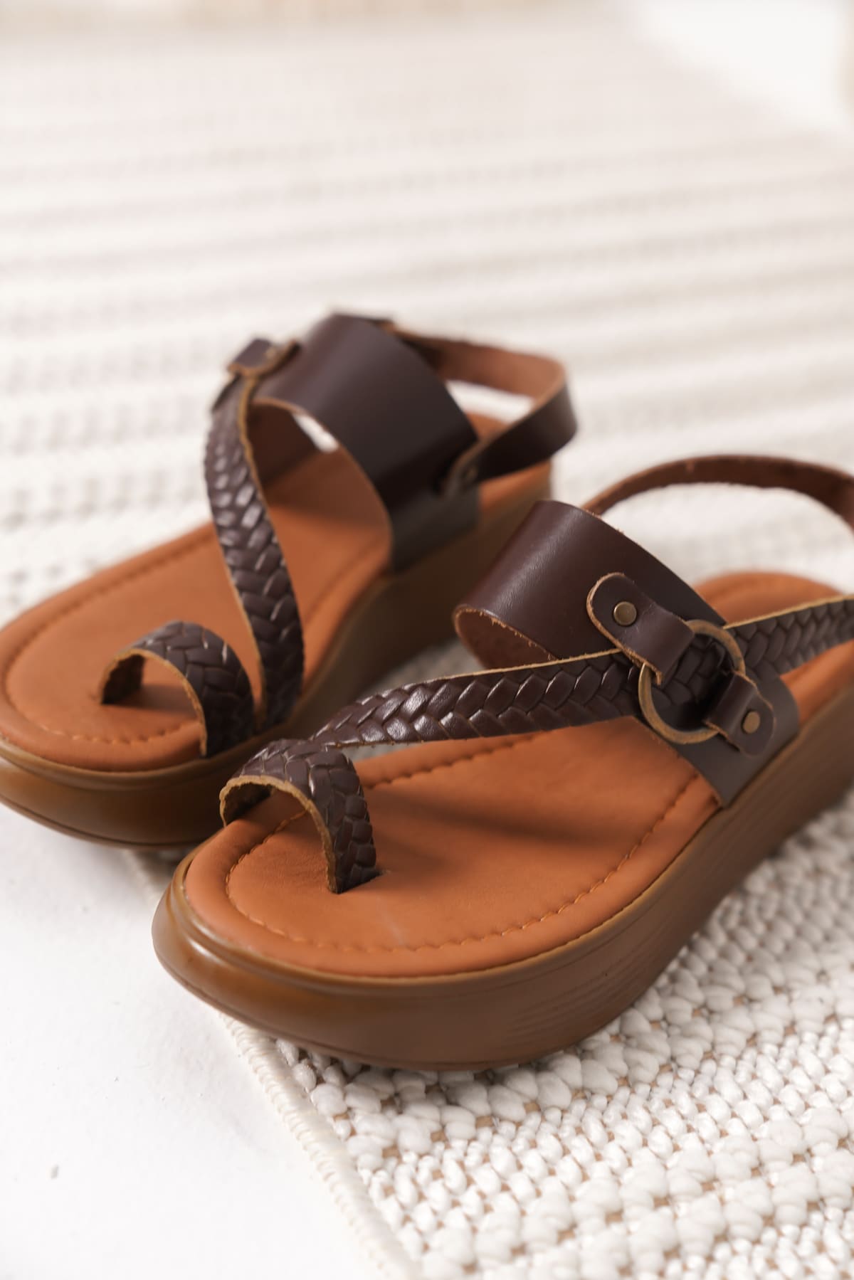 Likya Premium Acı Kahve Hakiki Deri Sandalet