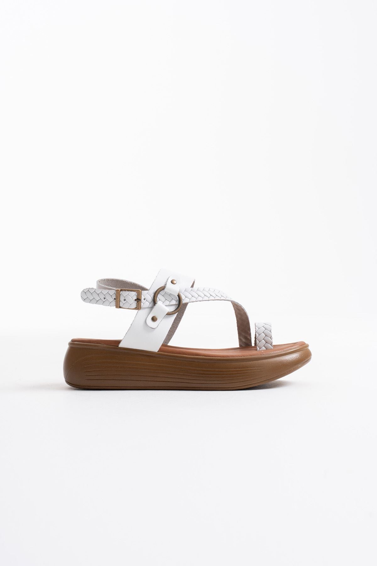 Likya Premium White Genuine Leather Sandals 