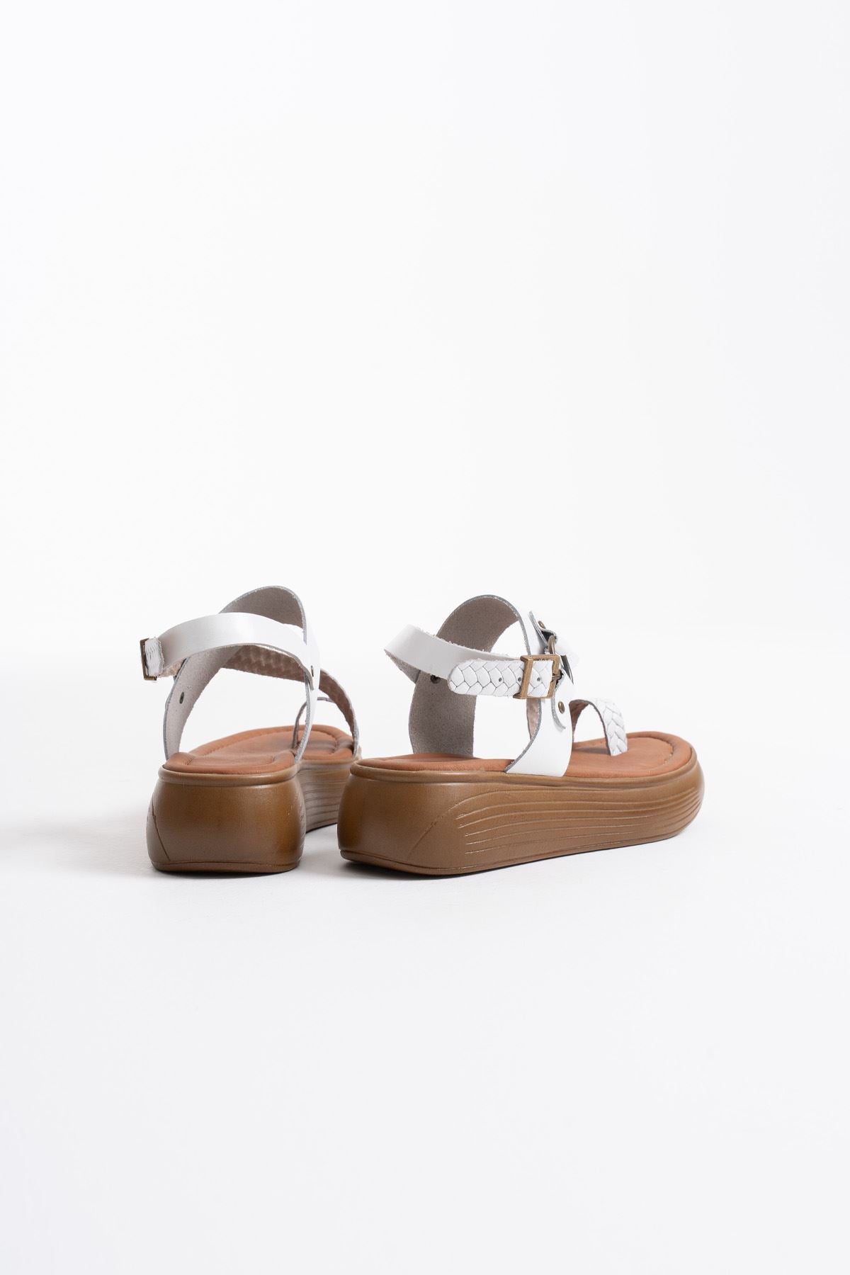 Likya Premium White Genuine Leather Sandals 