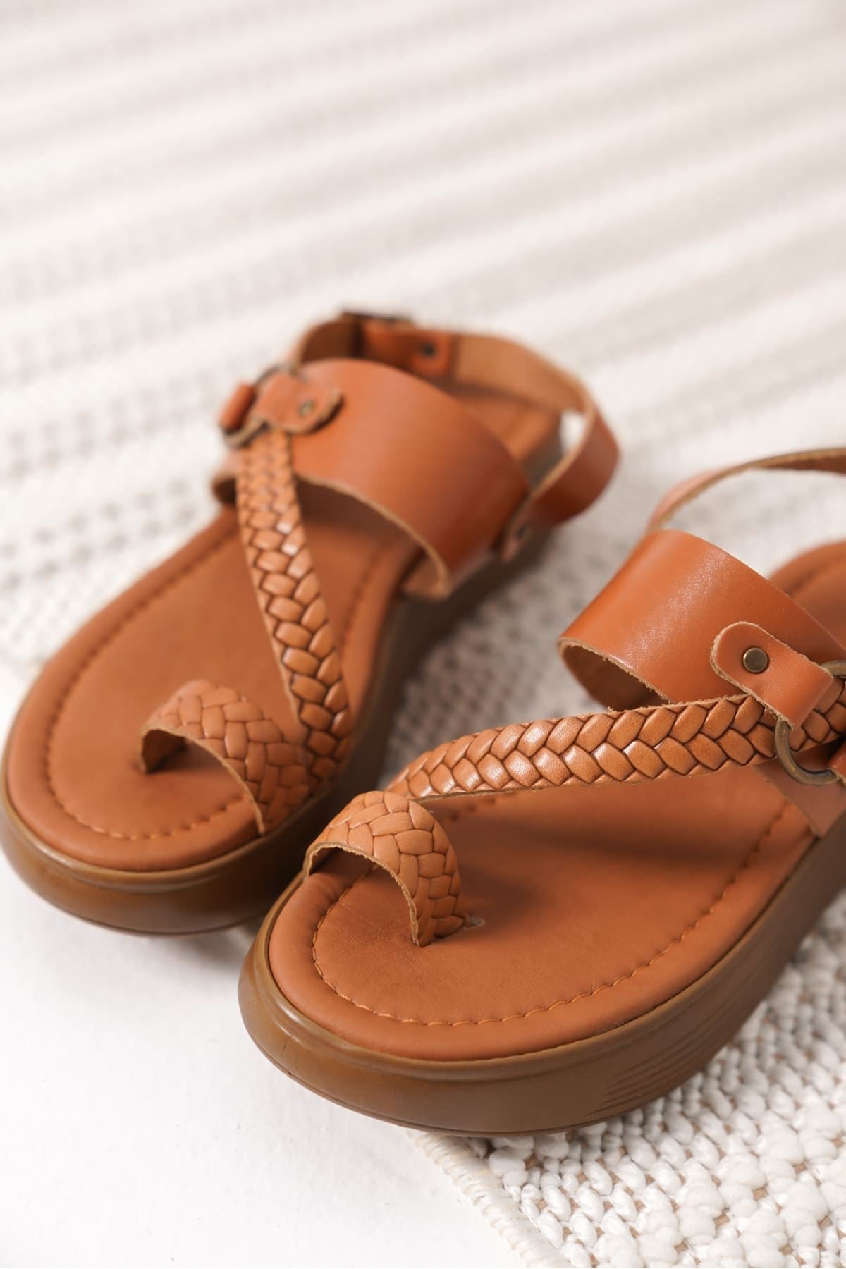 Likya Premium Tan Genuine Leather Sandals 