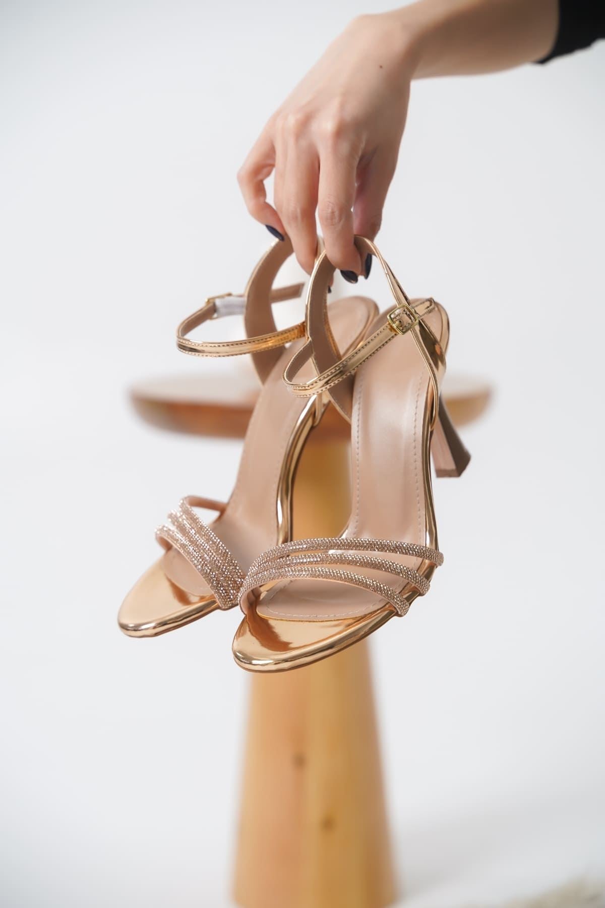 Lilia Premium Women's Rose Gold Heeled Sandals