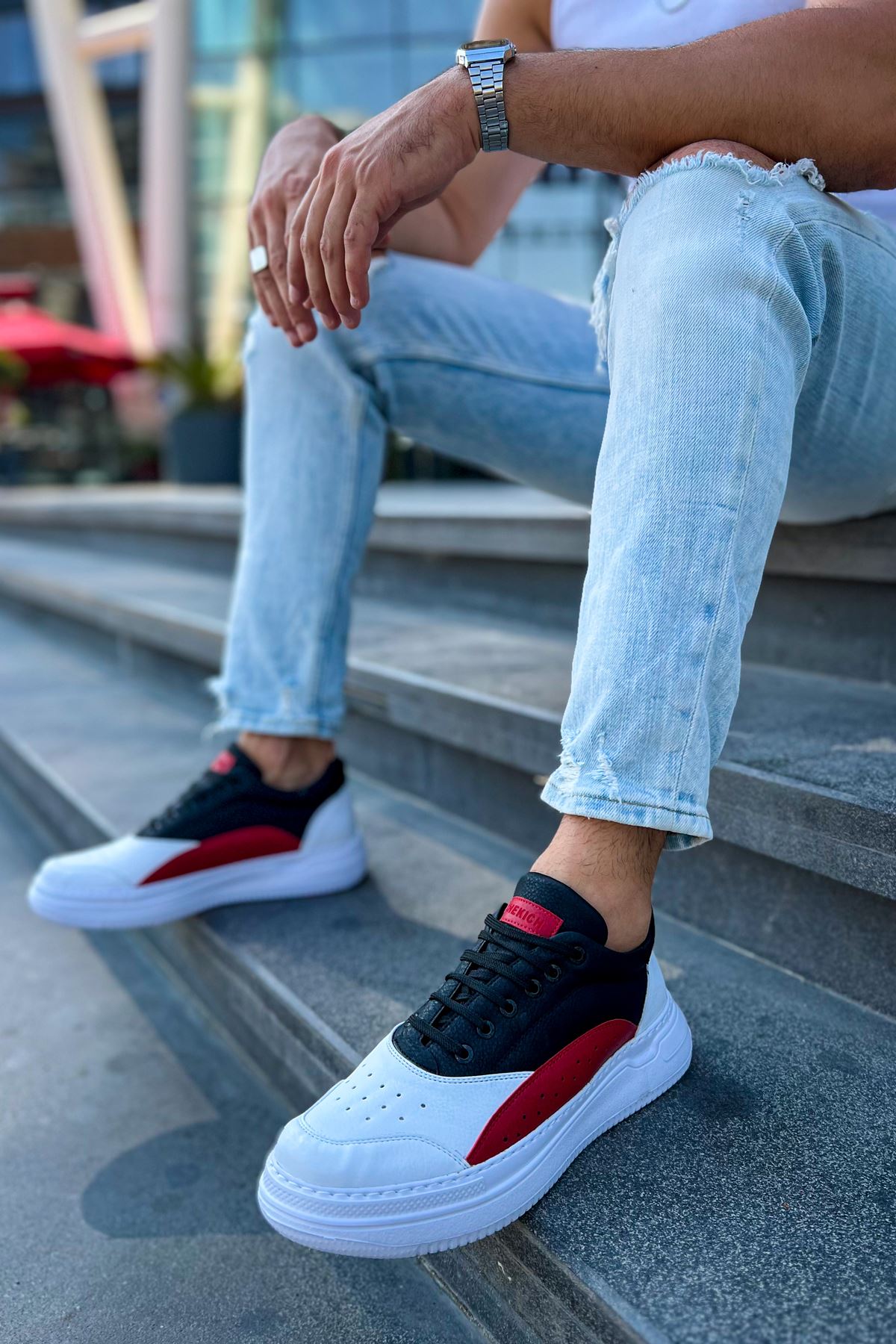 ZRC115 Premium Günlük Erkek Spor Sneaker Beyaz Kırmızı