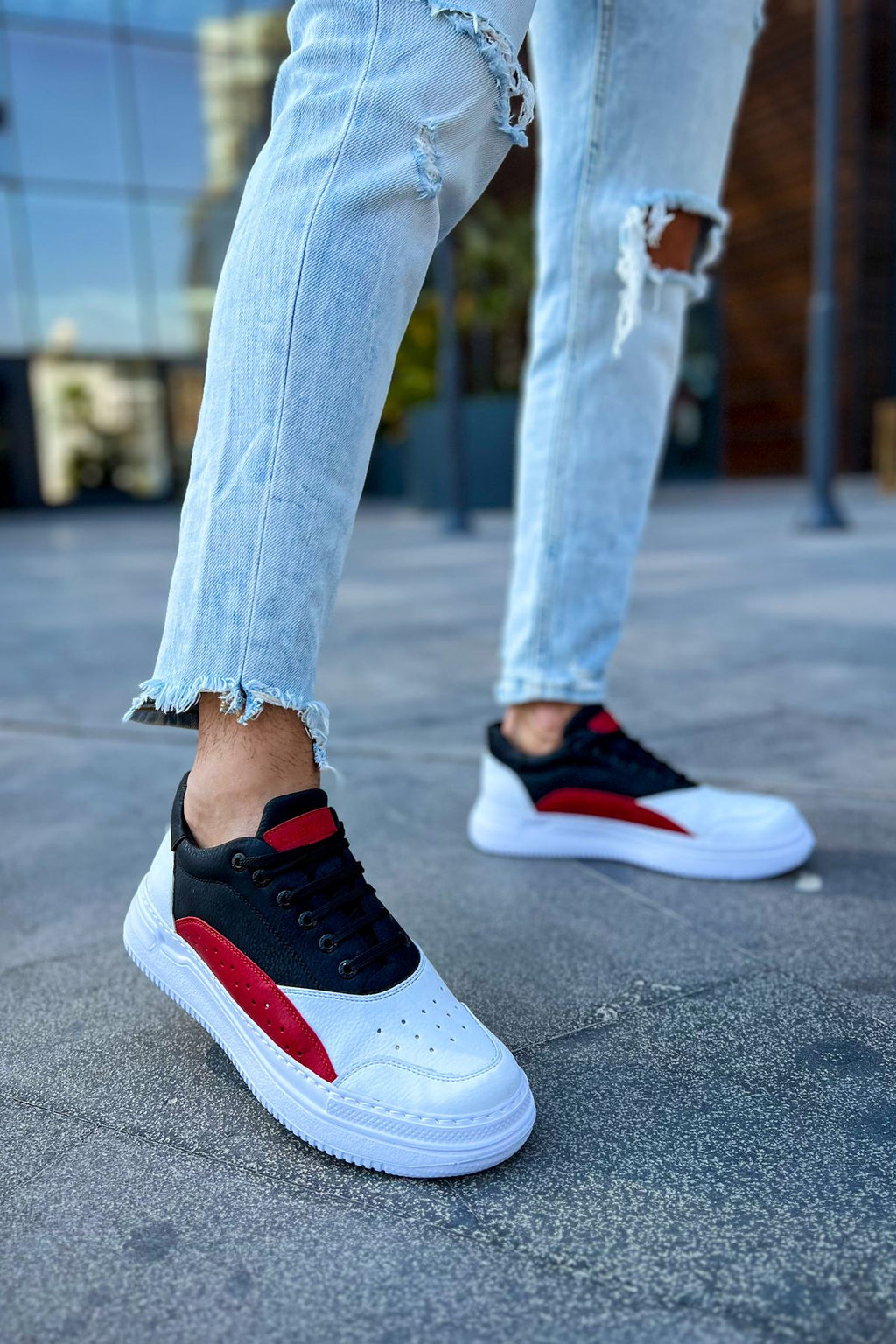 ZRC115 Premium Günlük Erkek Spor Sneaker Beyaz Kırmızı