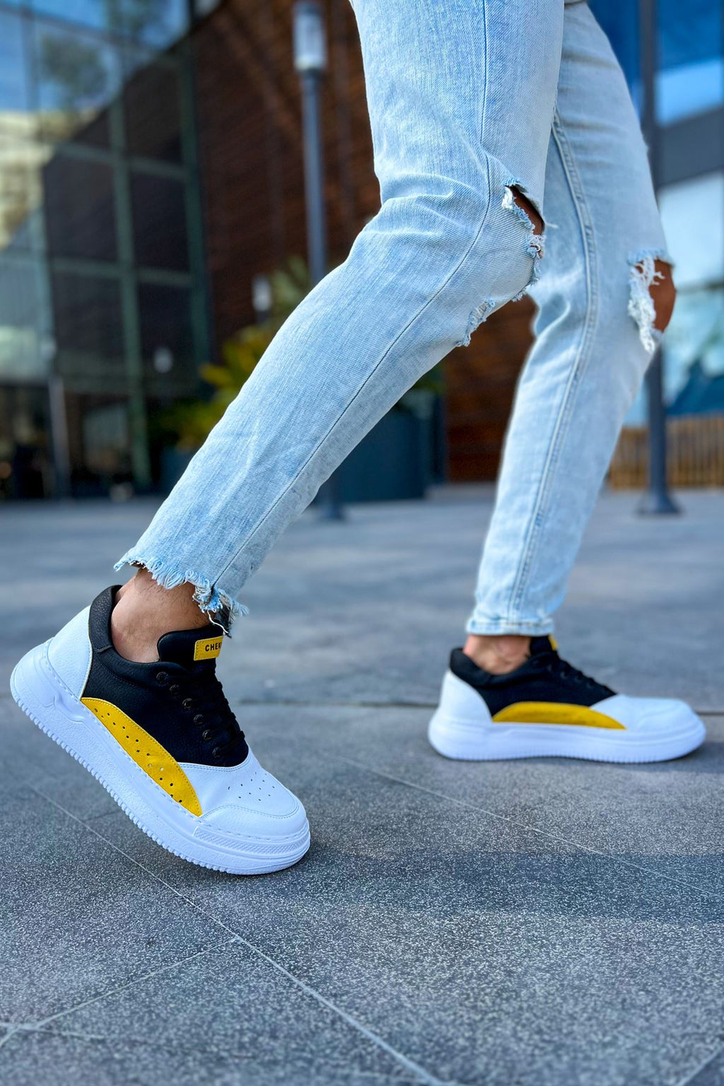 ZRC115 Premium Günlük Erkek Spor Sneaker Beyaz Sarı