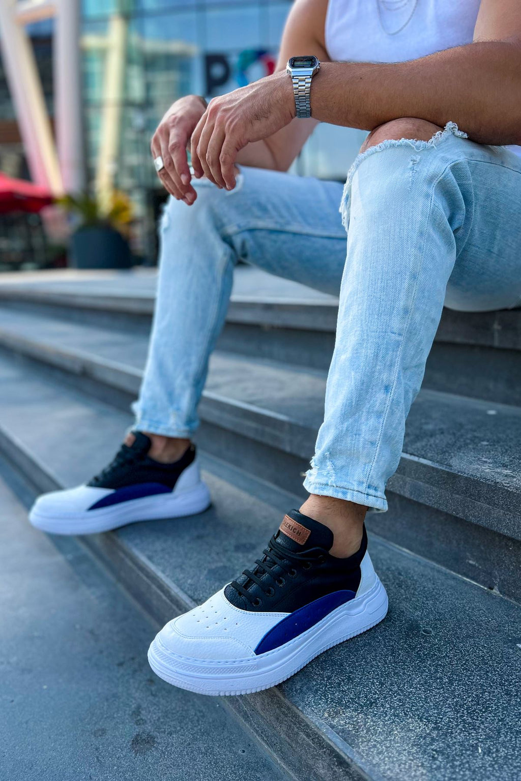 ZRC115 Premium Günlük Erkek Spor Sneaker Beyaz Mavi
