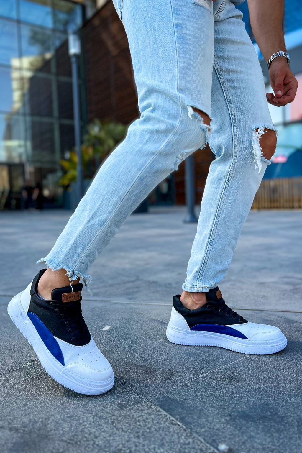 ZRC115 Premium Günlük Erkek Spor Sneaker Beyaz Mavi