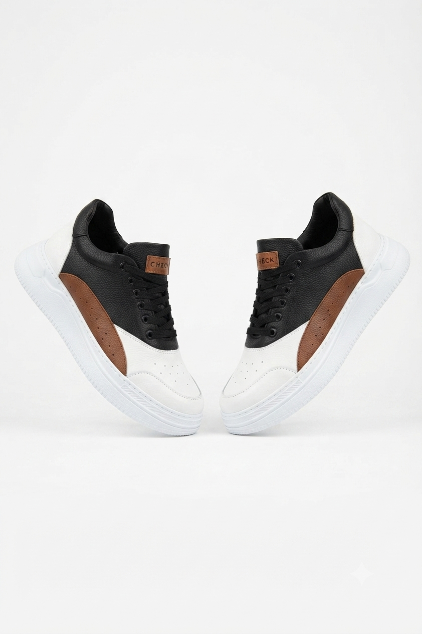ZRC115 Premium Günlük Erkek Spor Sneaker Beyaz Taba