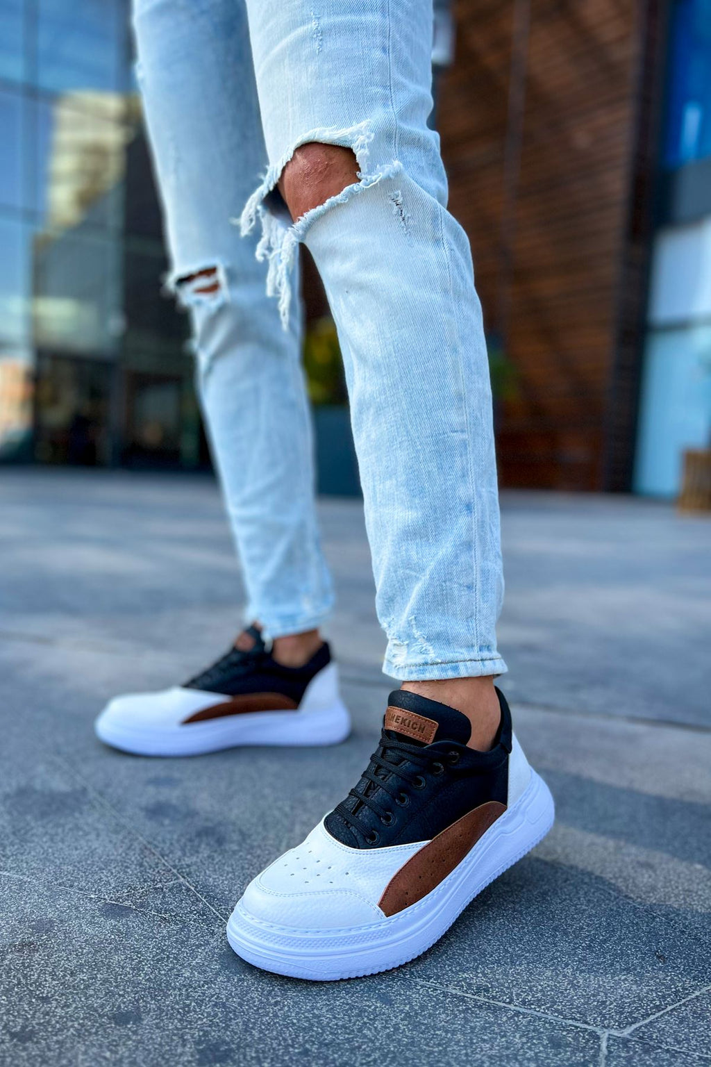 ZRC115 Premium Günlük Erkek Spor Sneaker Beyaz Taba