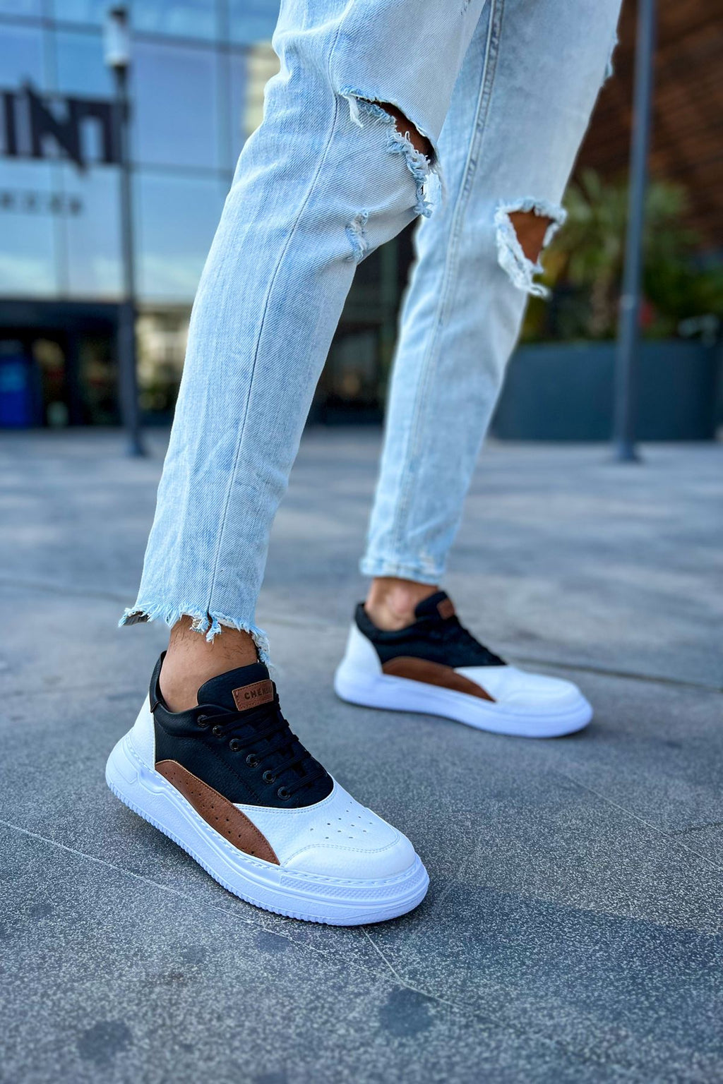 ZRC115 Premium Günlük Erkek Spor Sneaker Beyaz Taba