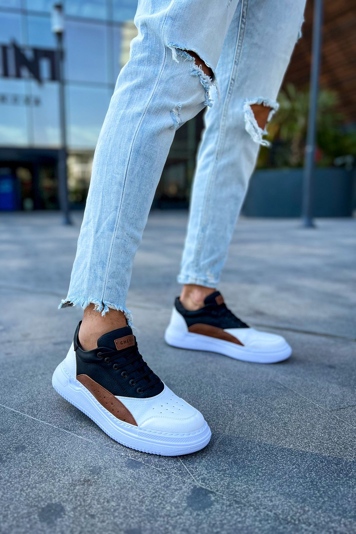 ZRC115 Premium Günlük Erkek Spor Sneaker Beyaz Taba