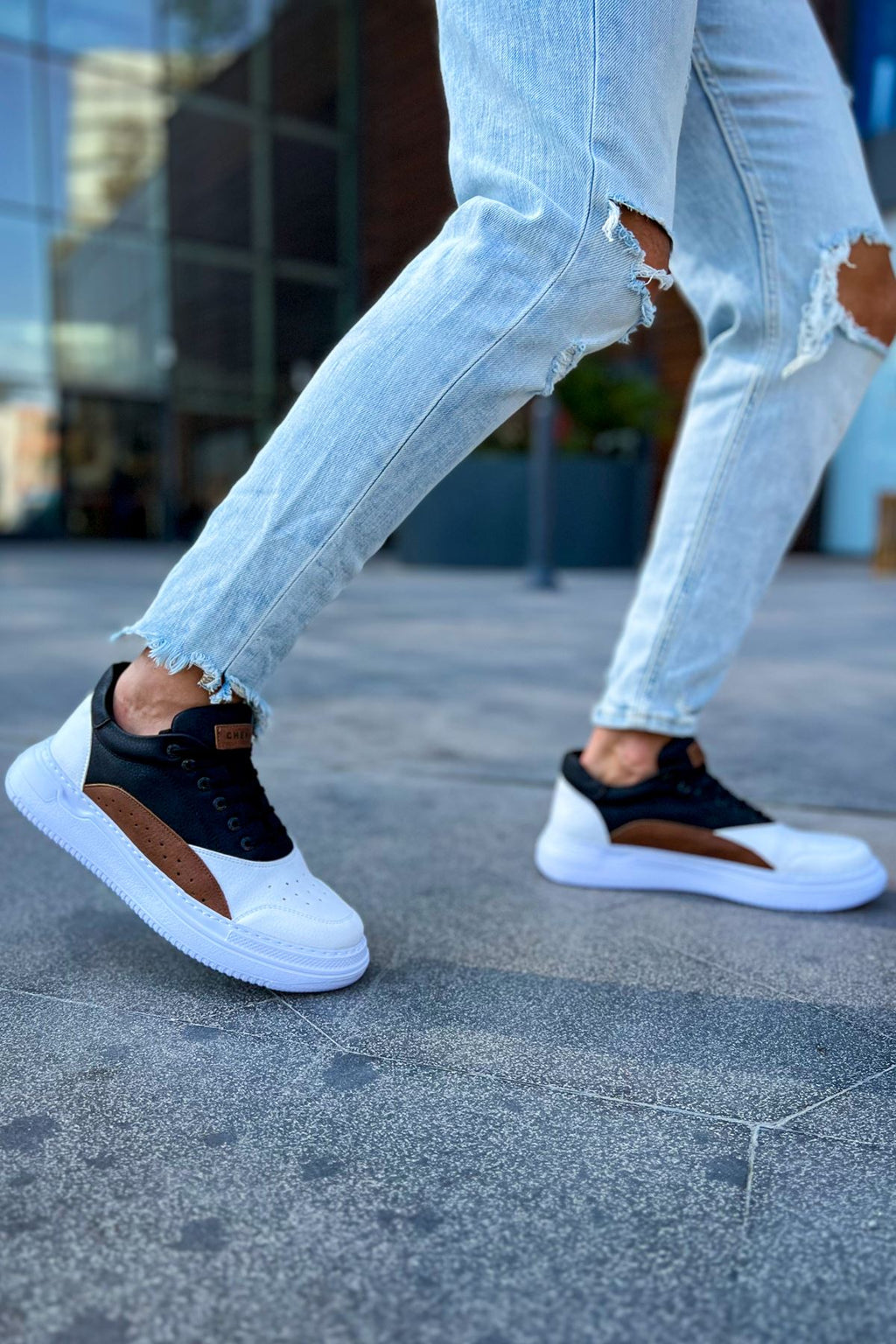 ZRC115 Premium Günlük Erkek Spor Sneaker Beyaz Taba