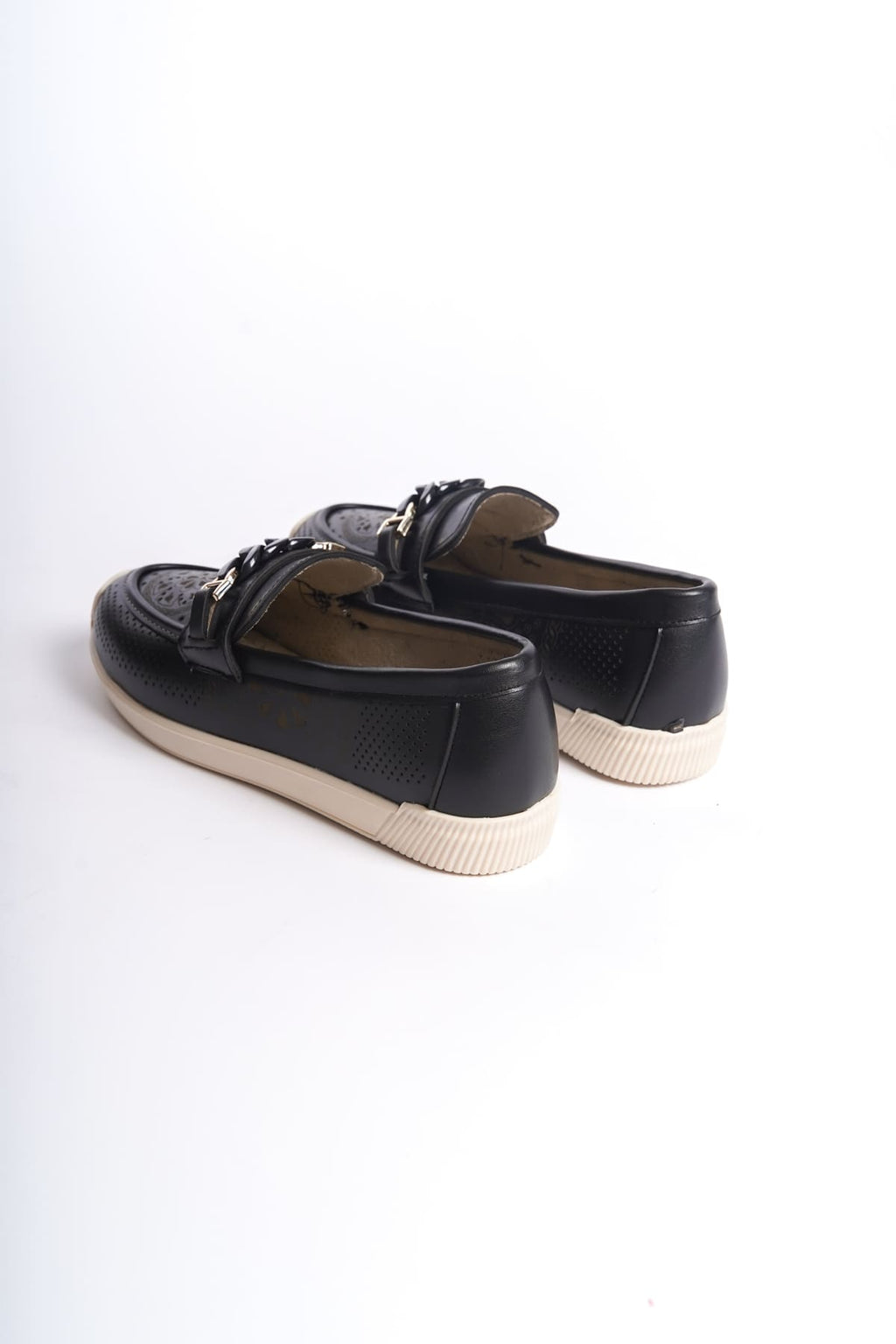 LIZY Laceless Orthopedic Comfortable Floral Patterned Ballerina Mother's Shoes - Black