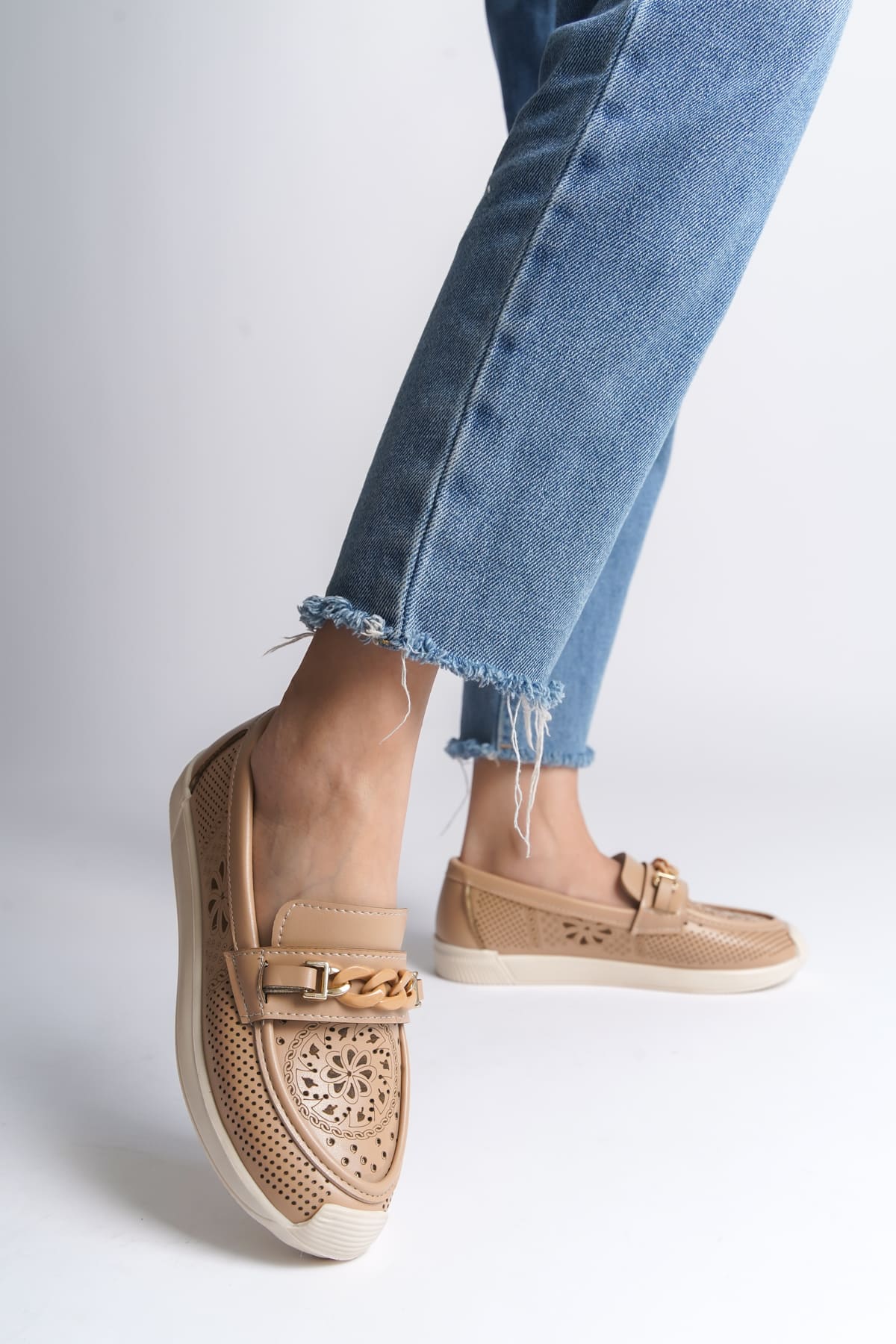 LIZY Laceless Orthopedic Comfortable Floral Patterned Ballerina Mother's Shoes - Ten