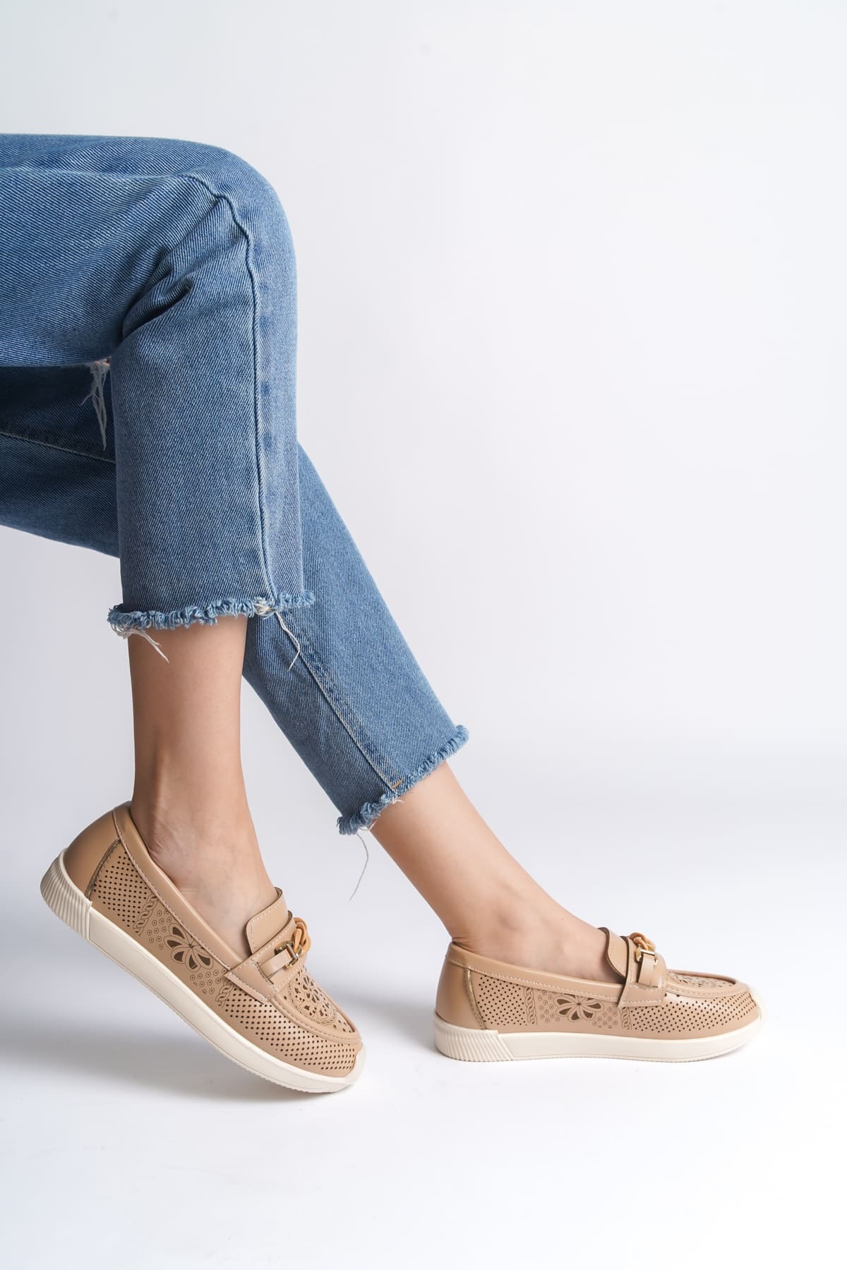 LIZY Laceless Orthopedic Comfortable Floral Patterned Ballerina Mother's Shoes - Ten