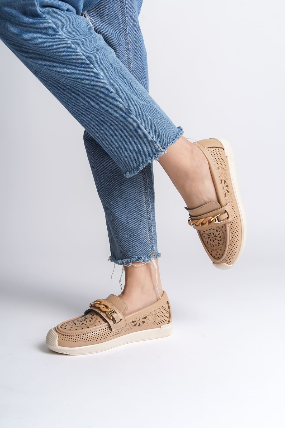 LIZY Laceless Orthopedic Comfortable Floral Patterned Ballerina Mother's Shoes - Ten