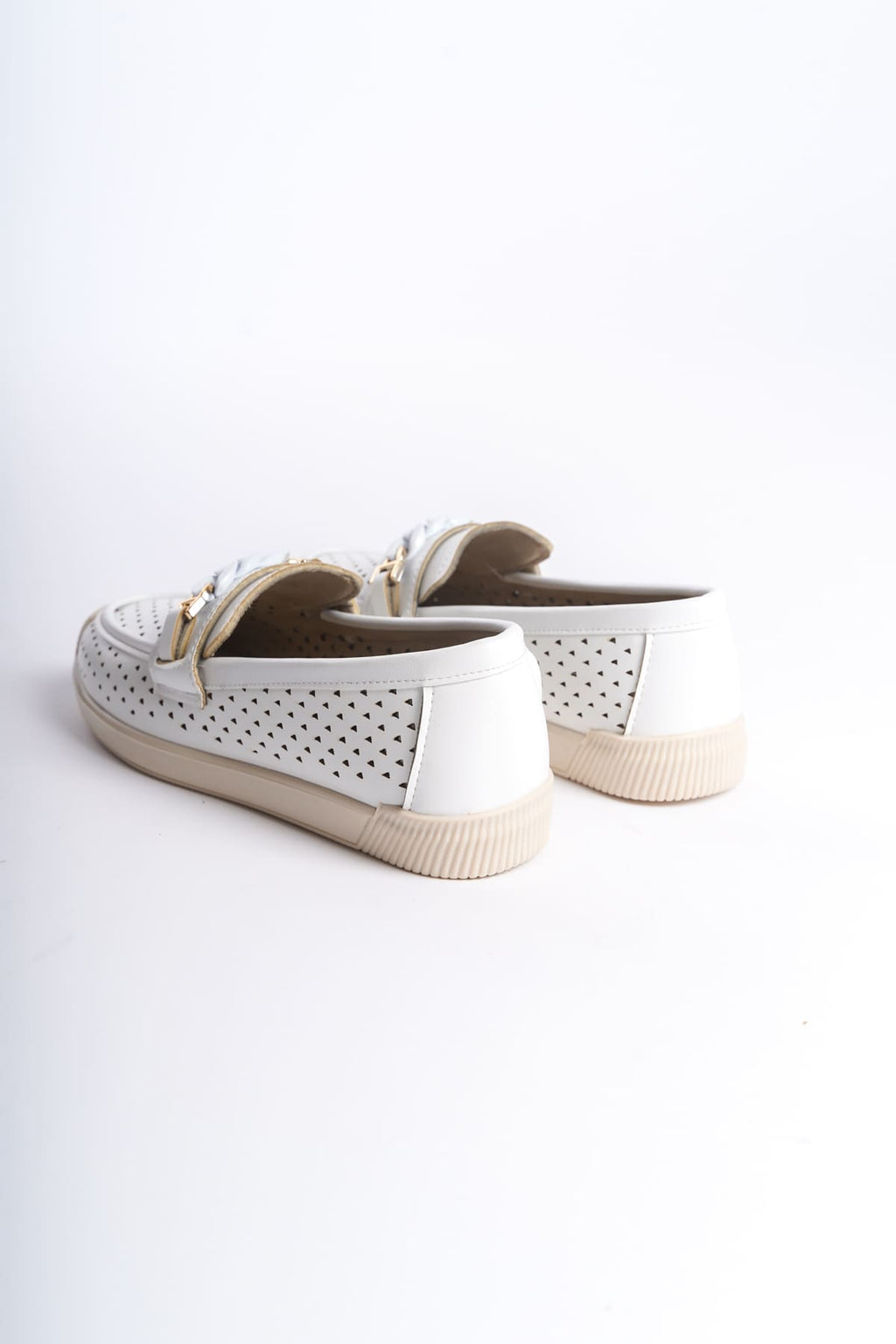 LIZY Laceless Orthopedic Comfortable Heart Patterned Ballerina Mother's Shoes - White