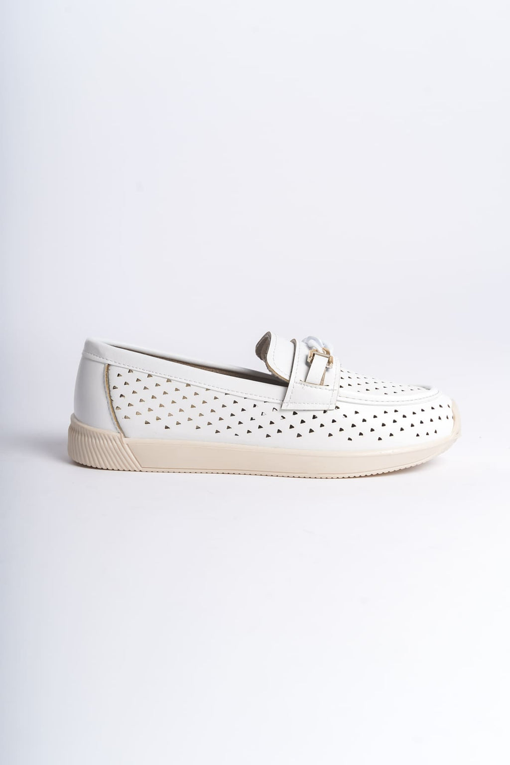 LIZY Laceless Orthopedic Comfortable Heart Patterned Ballerina Mother's Shoes - White