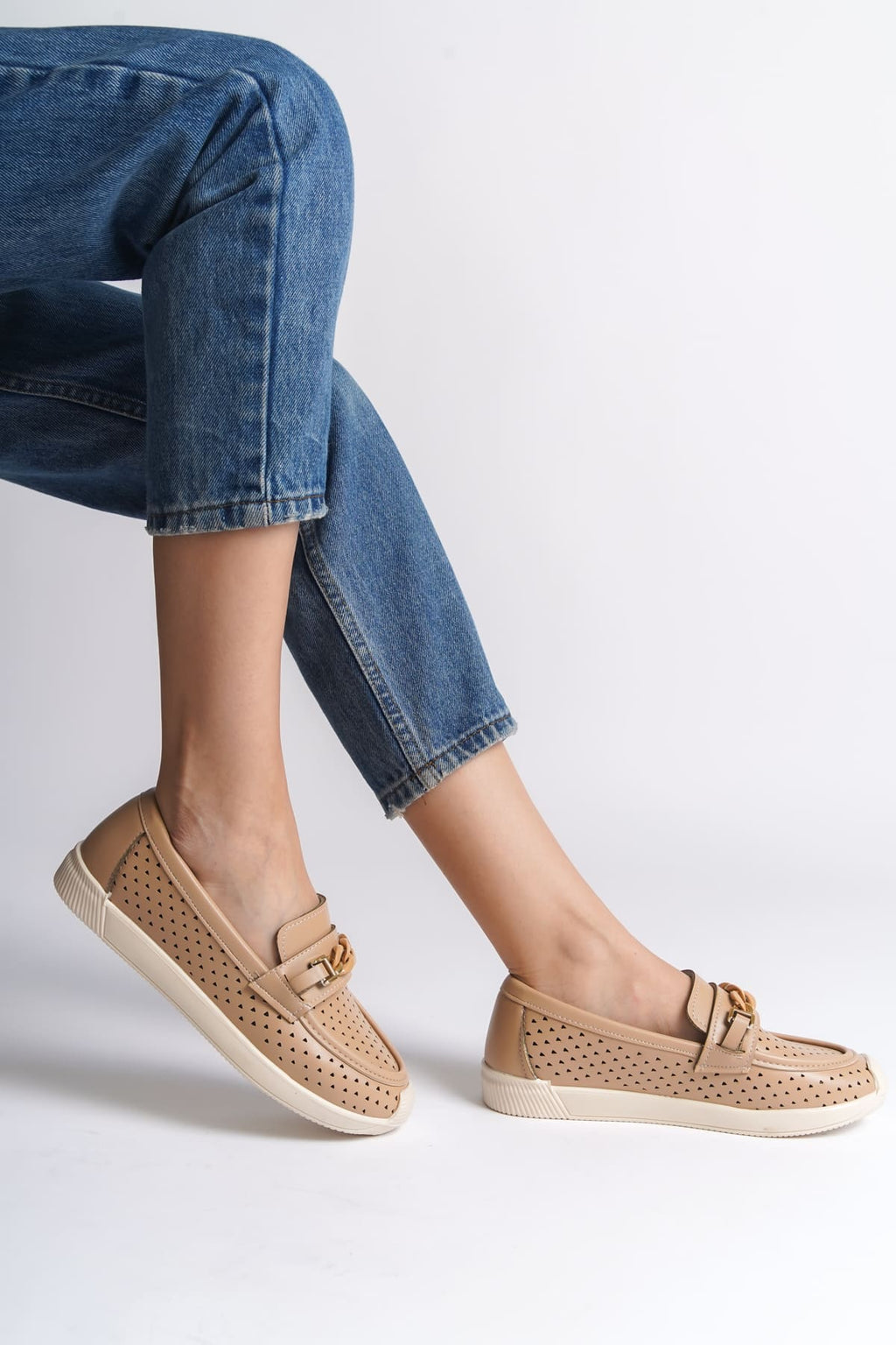 LIZY Laceless Orthopedic Comfortable Heart Patterned Ballerina Mother's Shoes - Ten