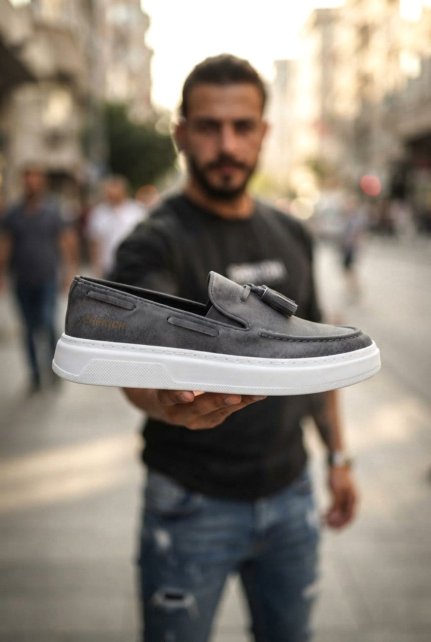 Loafer-X Yüksek Kalite Premium Bağcıksız Günlük Erkek Loafer Antasit