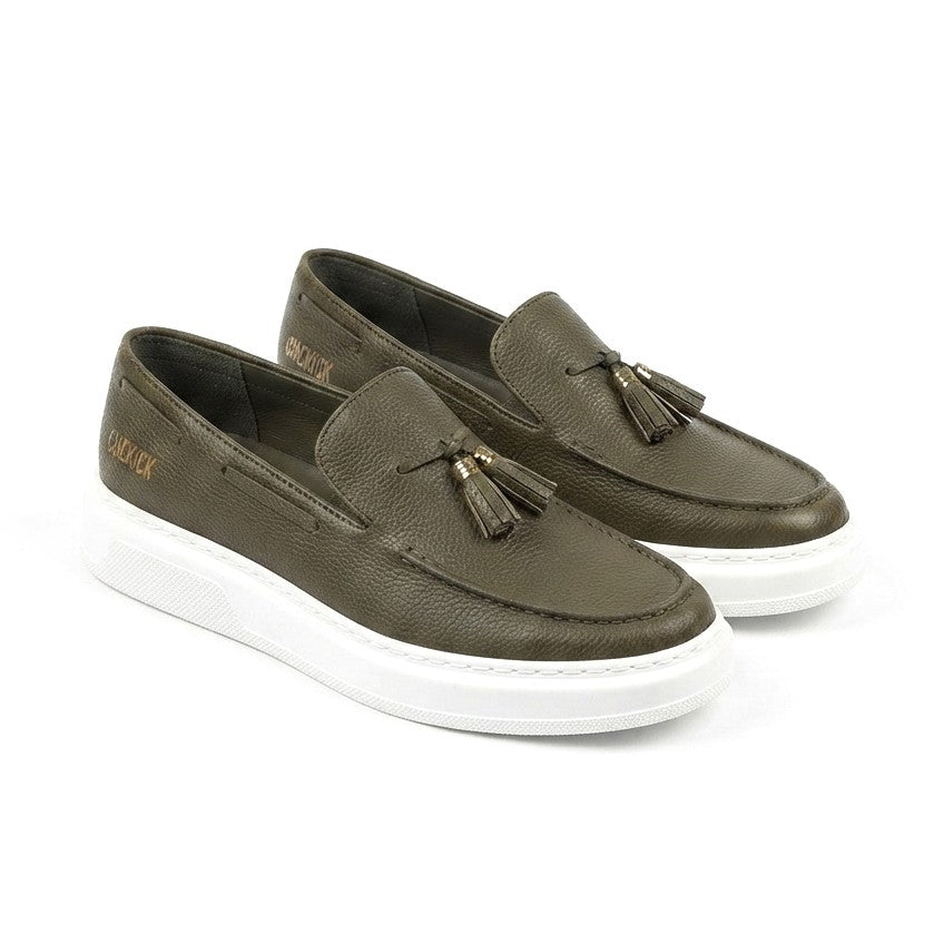 Loafer-X Yüksek Kalite Premium Bağcıksız Günlük Erkek Loafer Haki