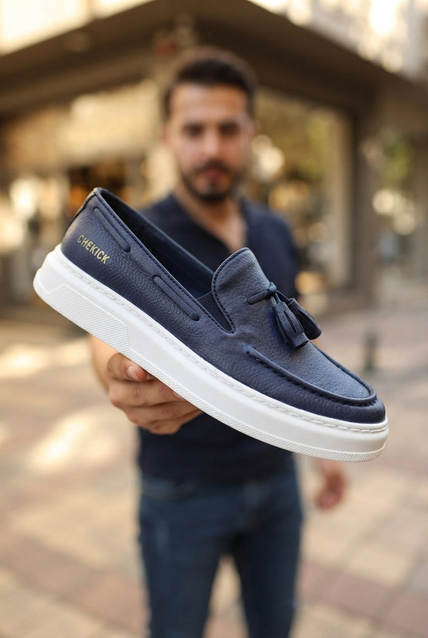 Loafer-X Yüksek Kalite Premium Bağcıksız Günlük Erkek Loafer Lacivert