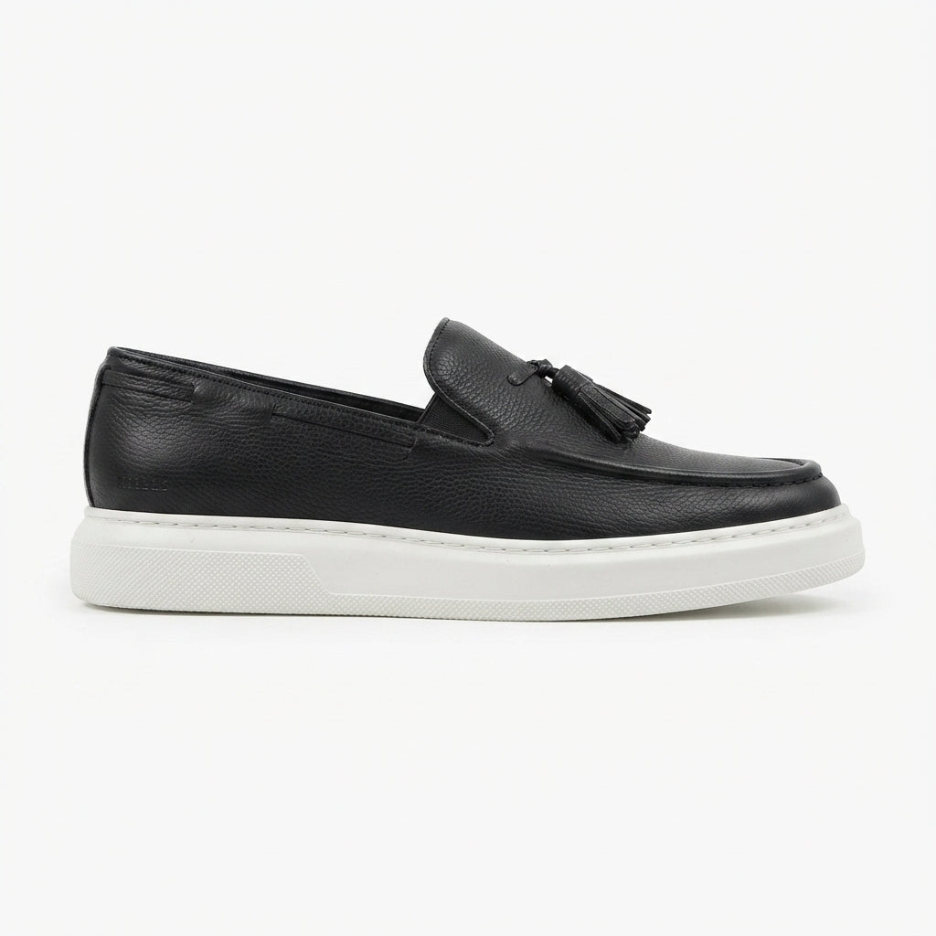 Loafer-X Yüksek Kalite Premium Bağcıksız Günlük Erkek Loafer Siyah Beyaz
