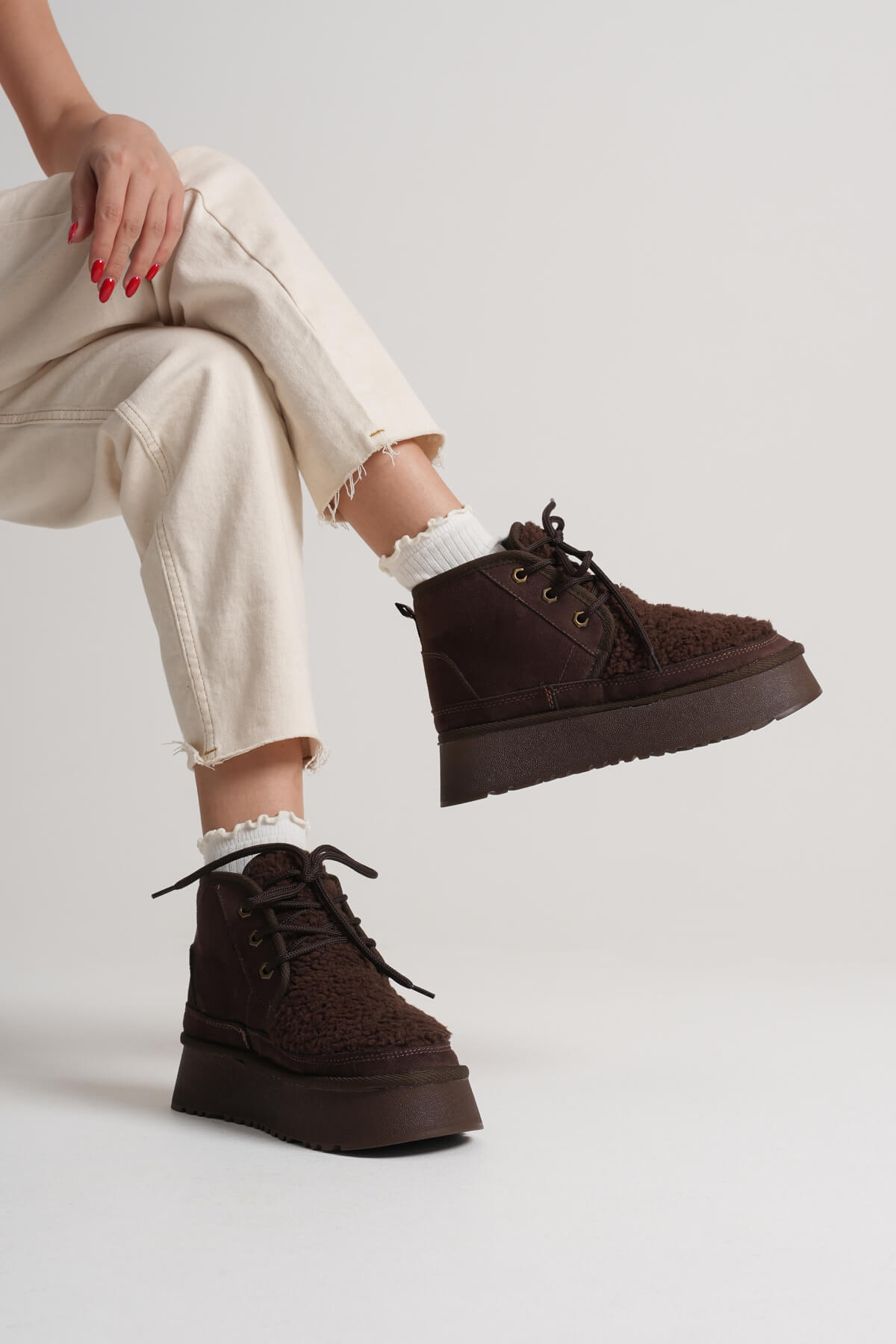 Loana Premium Women's Furry Bitter Coffee Winter Thick-Soled Boots