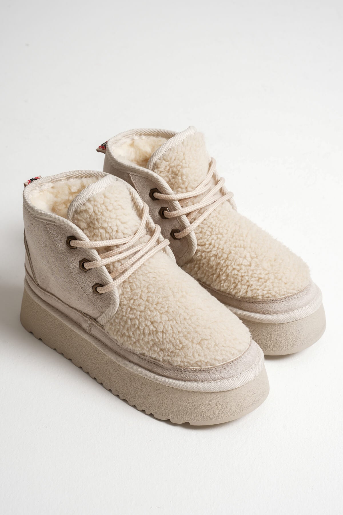 Loana Premium Women's Furry Beige Winter Thick-Soled Boots