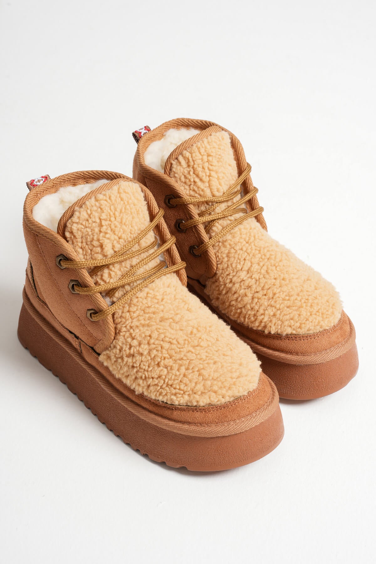 Loana Premium Women's Fur Lined Tan Winter Thick-Soled Boots