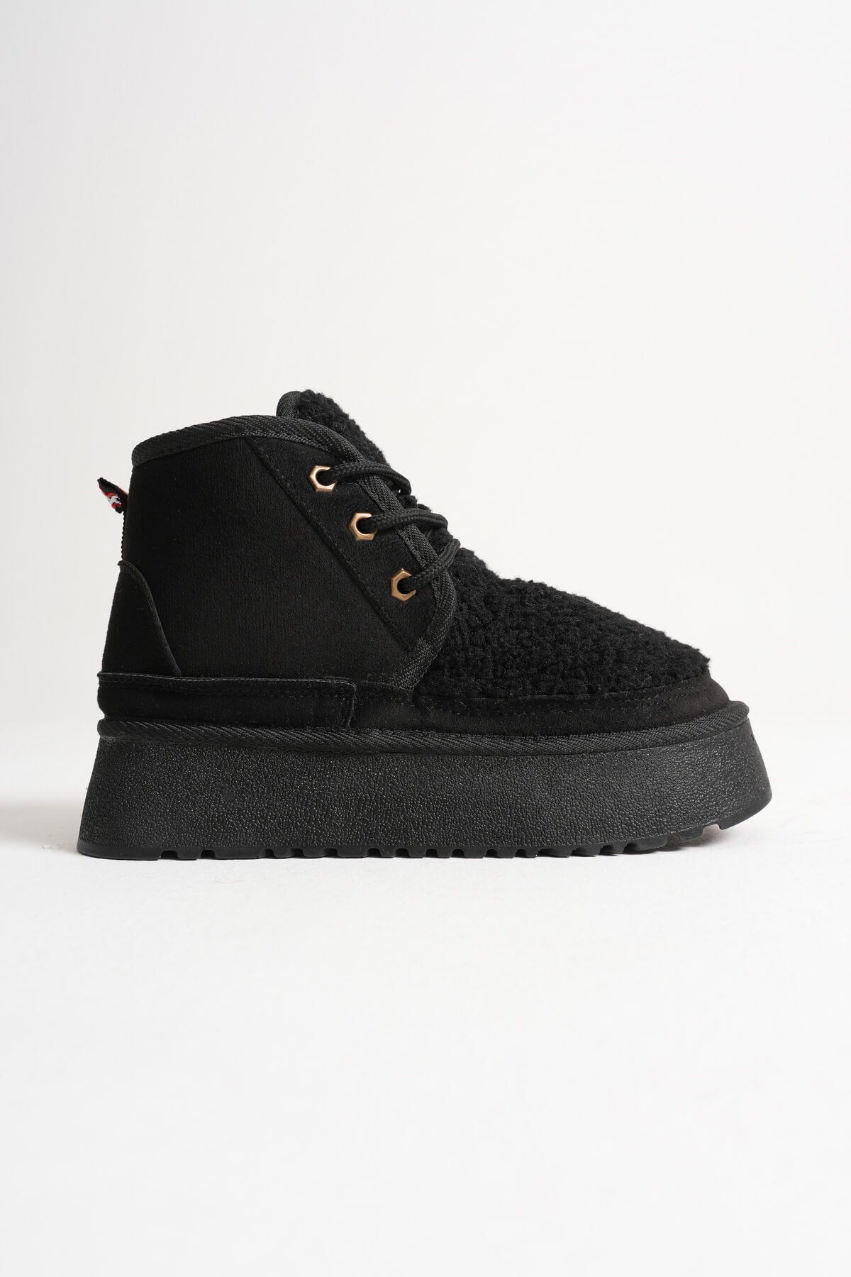 Loana Premium Women's Furry Black Winter Thick-Soled Boots