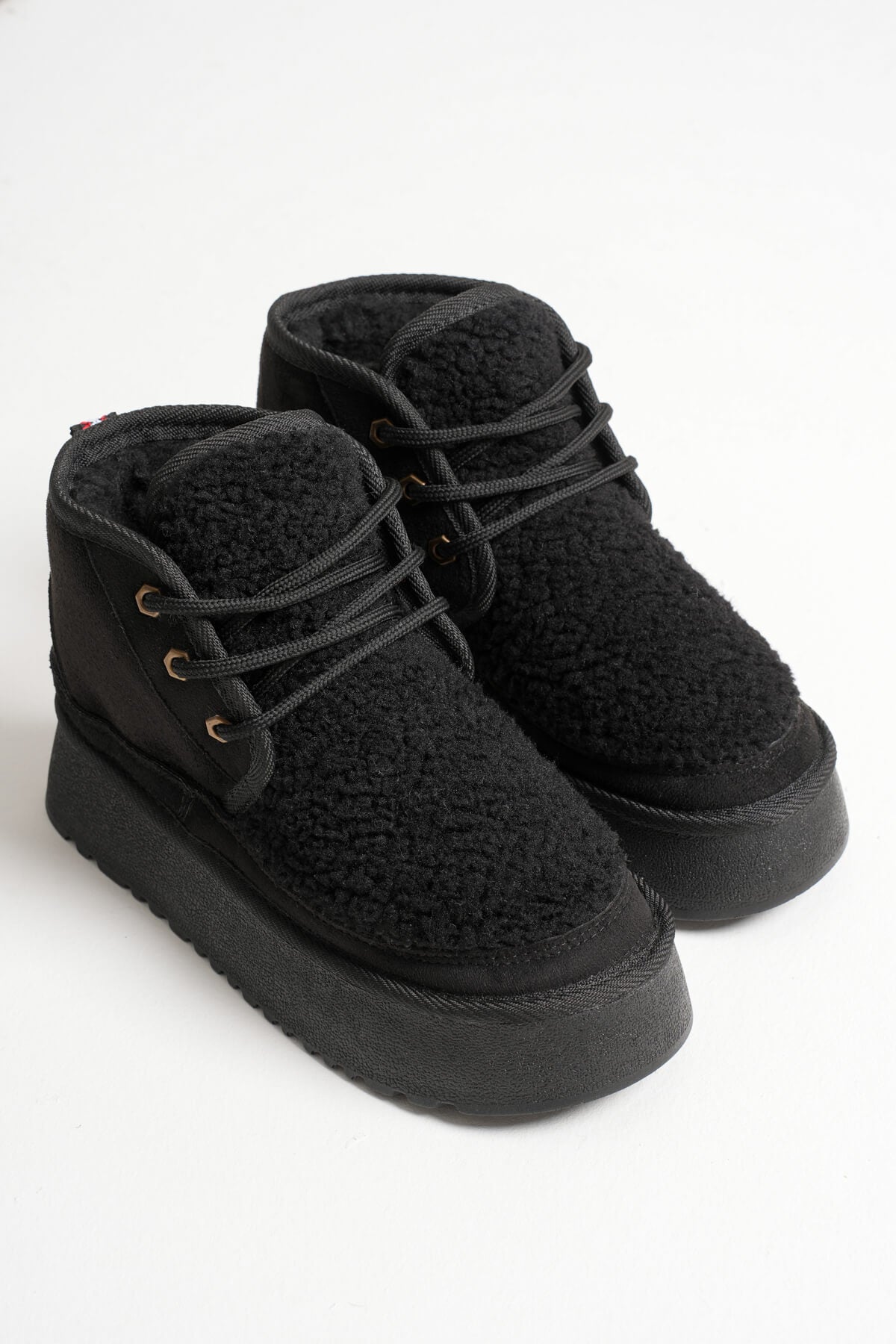Loana Premium Women's Furry Black Winter Thick-Soled Boots