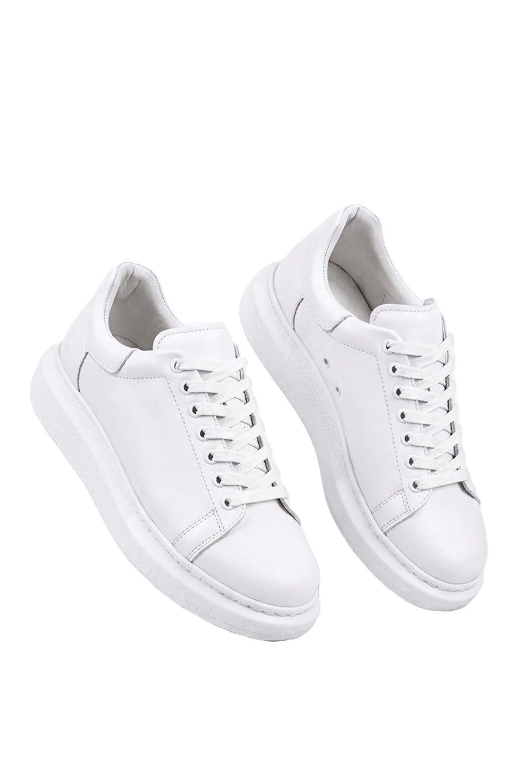London Edition Yüksek Kalite Bağcıklı Kalın Taban Erkek Beyaz Sneaker