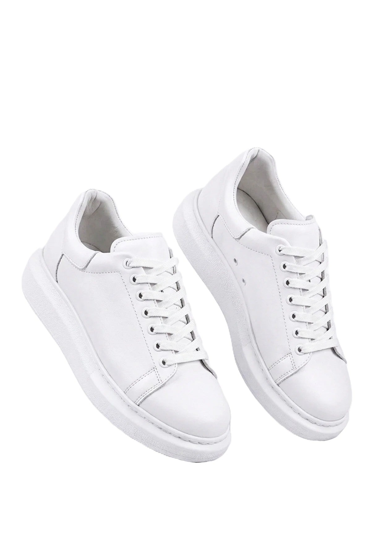 London Edition Yüksek Kalite Bağcıklı Kalın Taban Erkek Beyaz Sneaker
