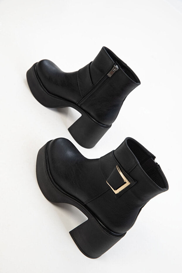 Lonji Premium Siyah Platform Topuklu Bot