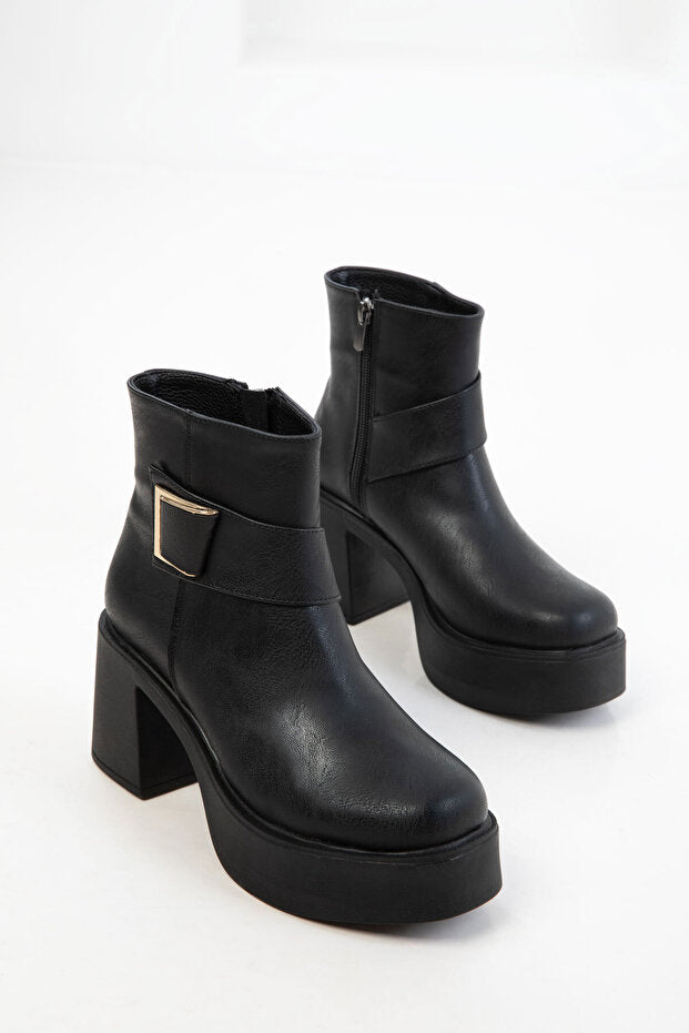 Lonji Premium Siyah Platform Topuklu Bot