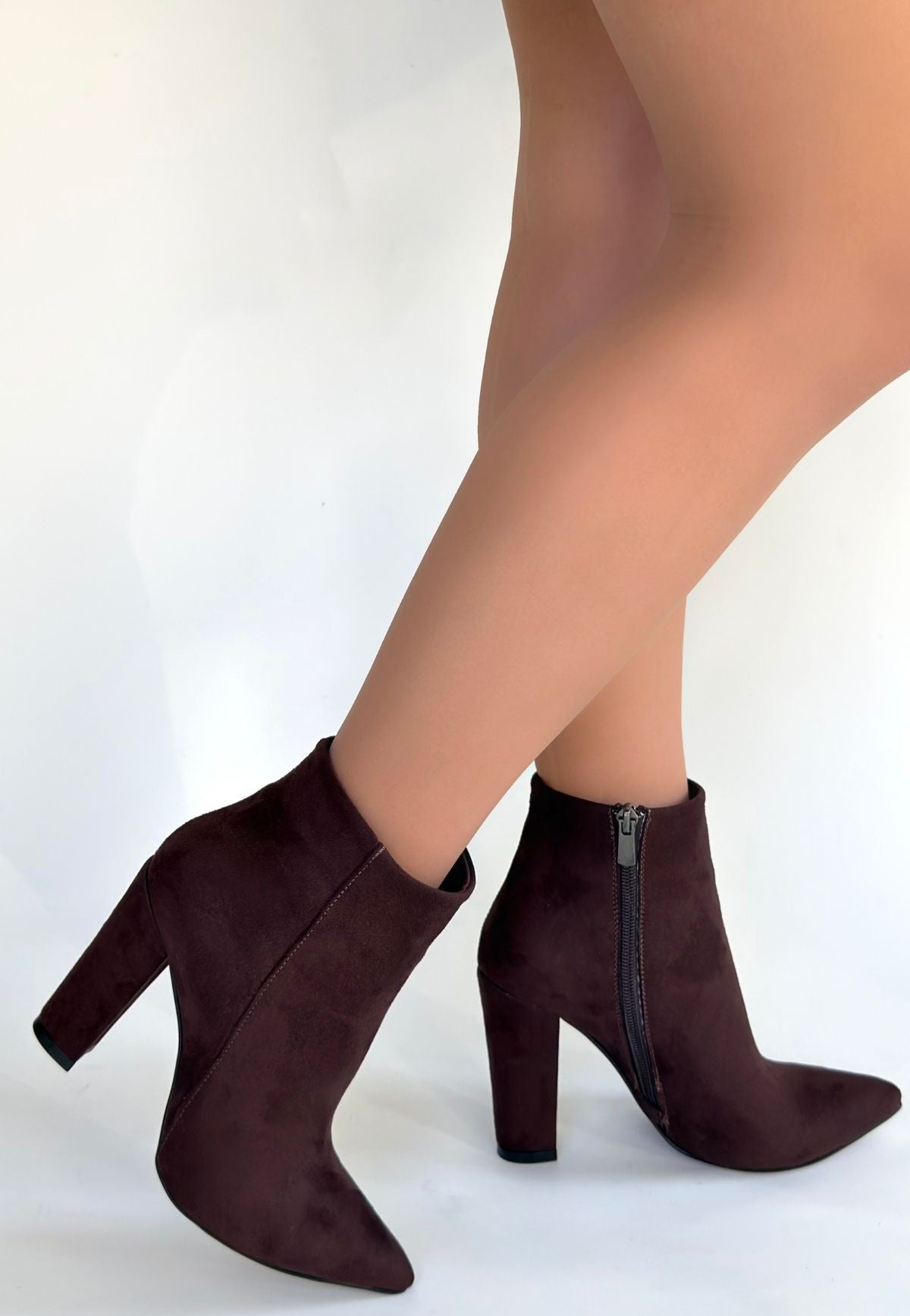 Loora Açık Kahve Fermuarlı Topuklu Bot