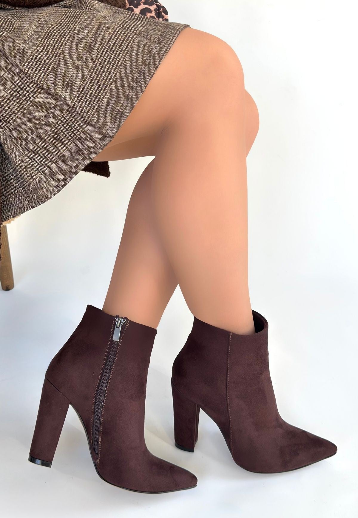 Loora Açık Kahve Fermuarlı Topuklu Bot