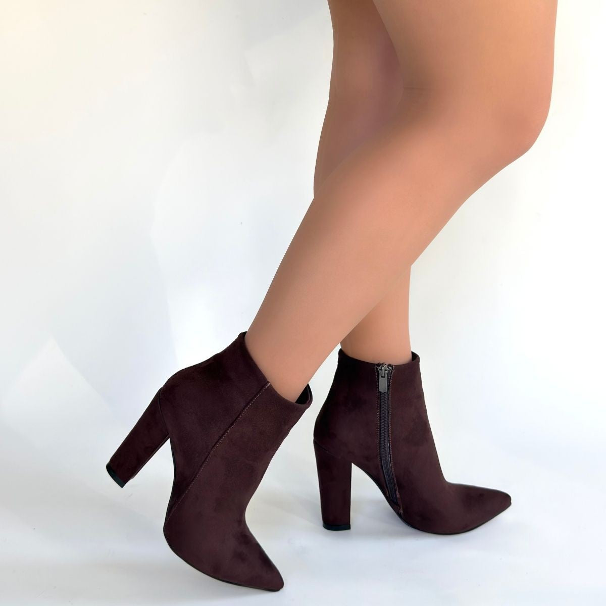 Loora Açık Kahve Fermuarlı Topuklu Bot