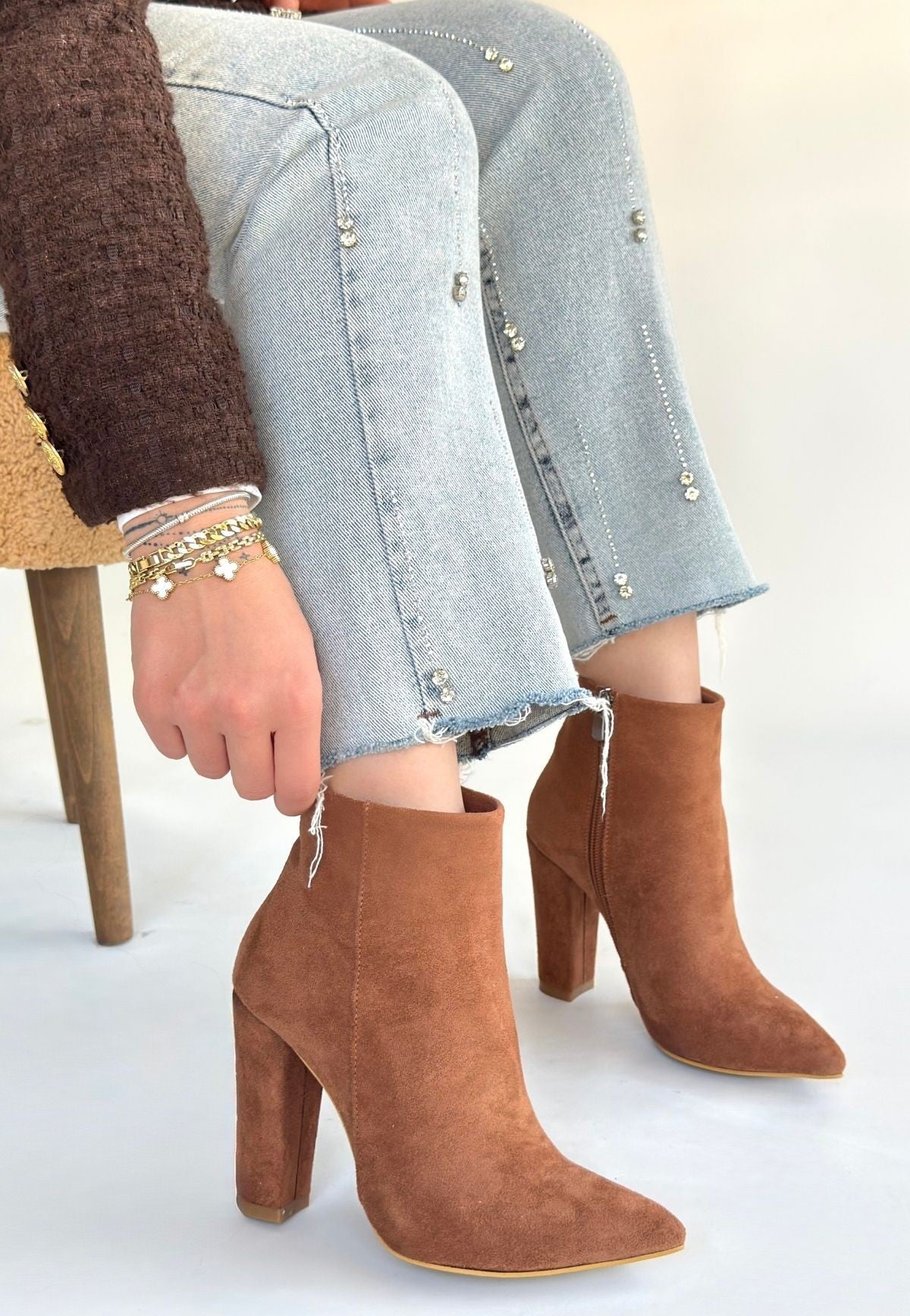 Loora Vizon Süet Fermuarlı Topuklu Bot