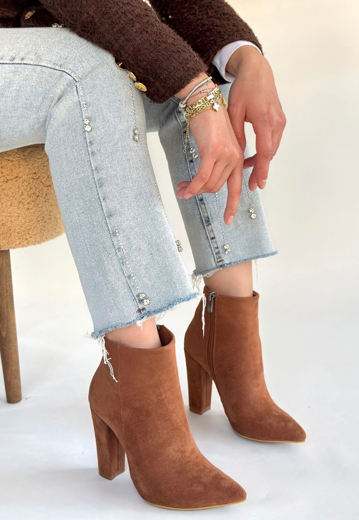 Loora Vizon Süet Fermuarlı Topuklu Bot