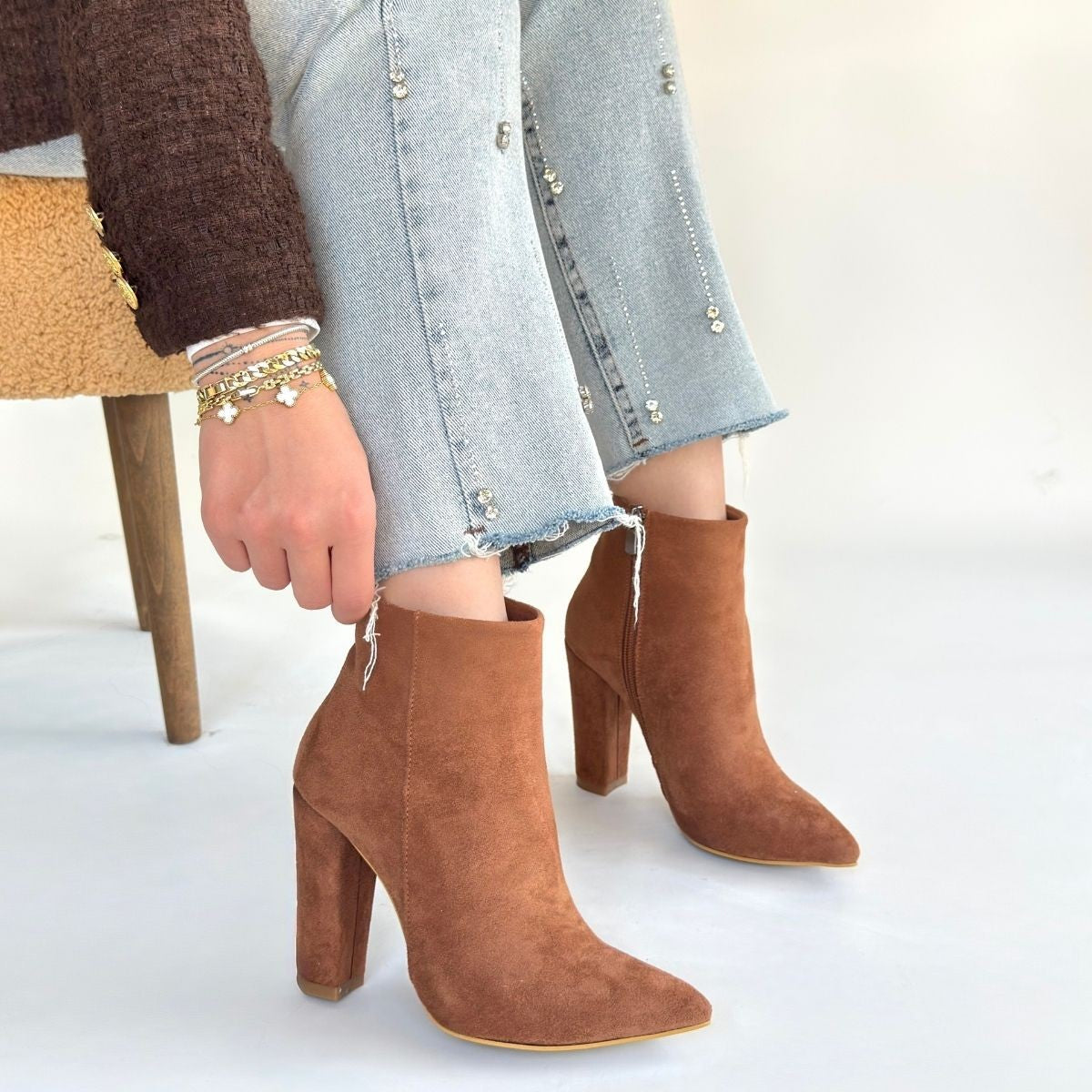 Loora Vizon Süet Fermuarlı Topuklu Bot