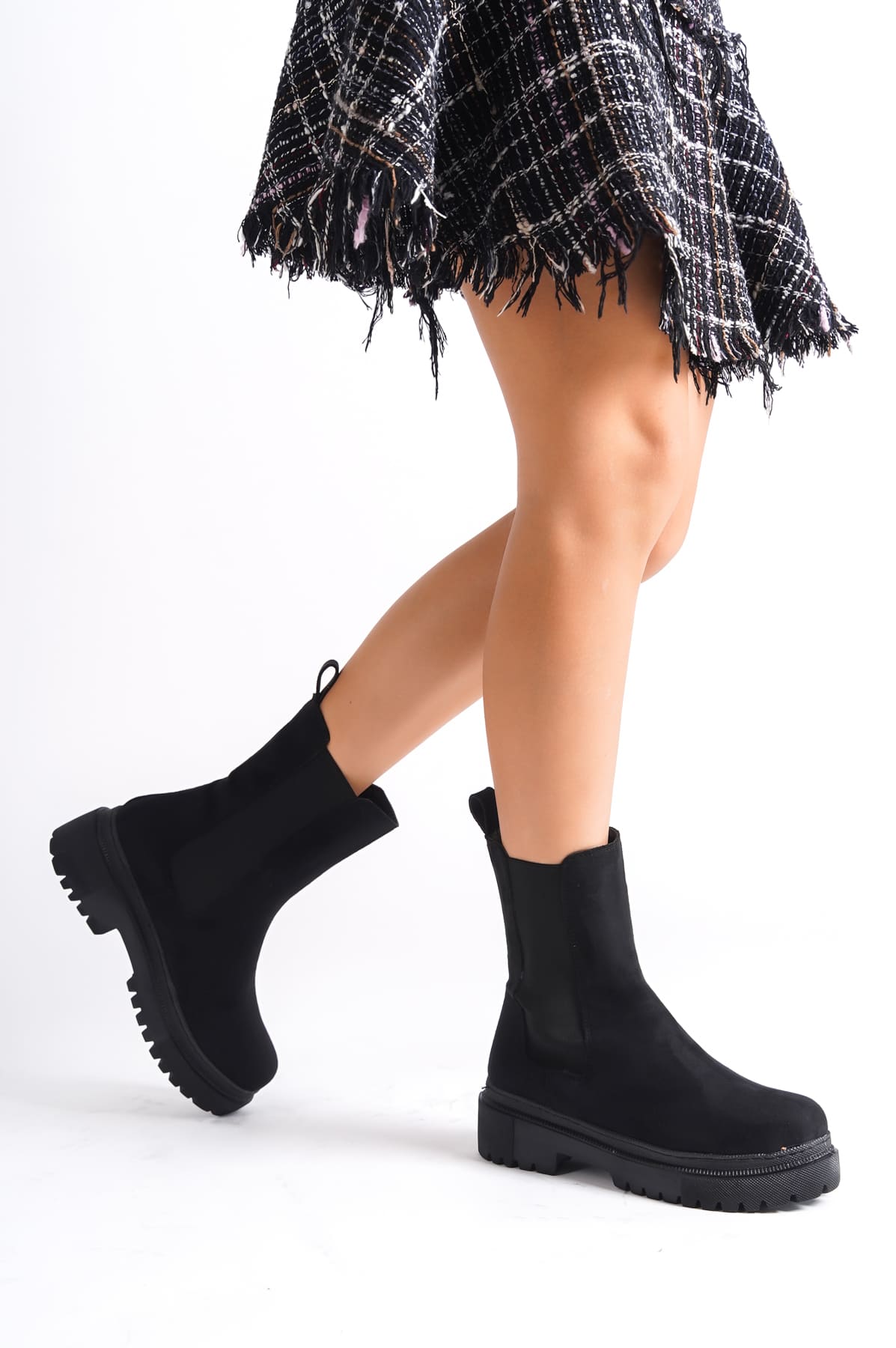 LORAX Laceless Elastic Women's Boots - Black Suede