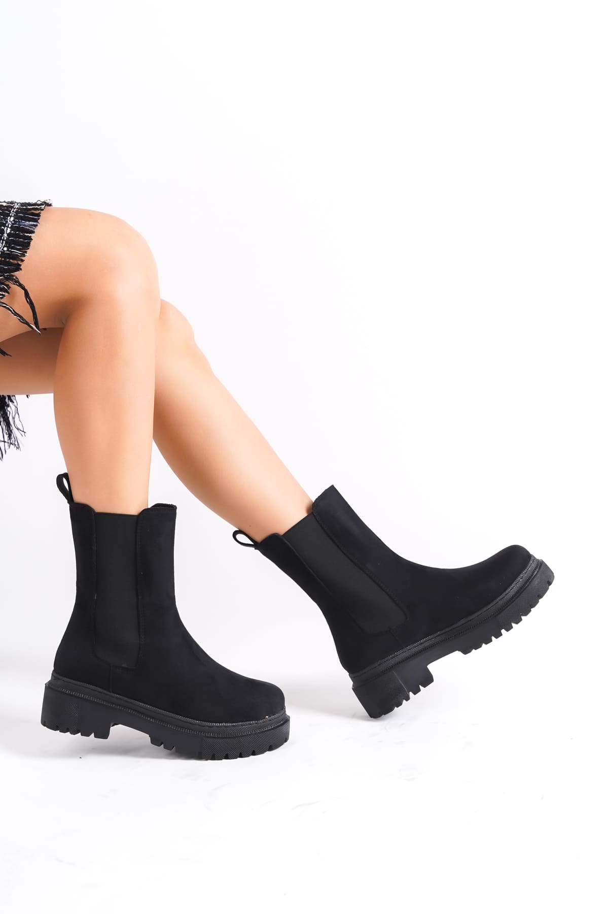 LORAX Laceless Elastic Women's Boots - Black Suede