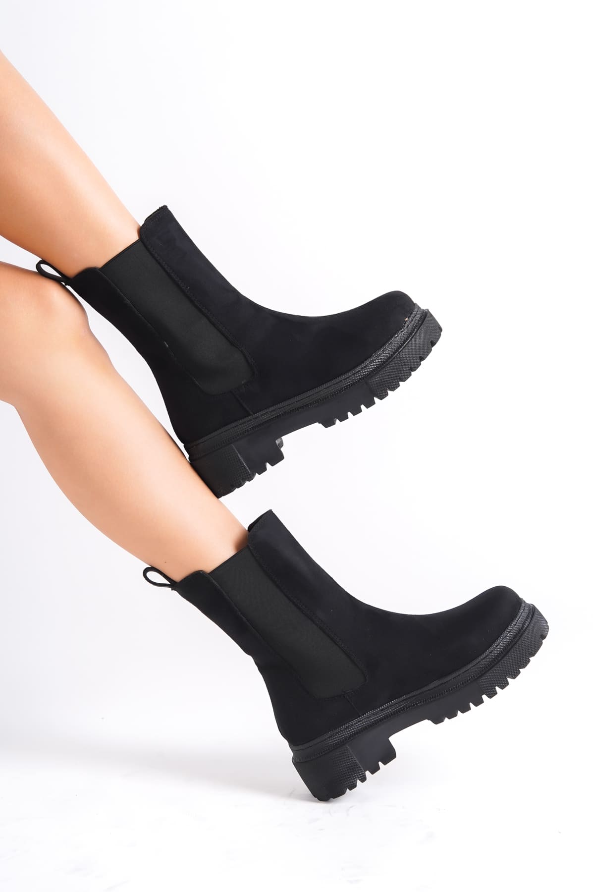 LORAX Laceless Elastic Women's Boots - Black Suede